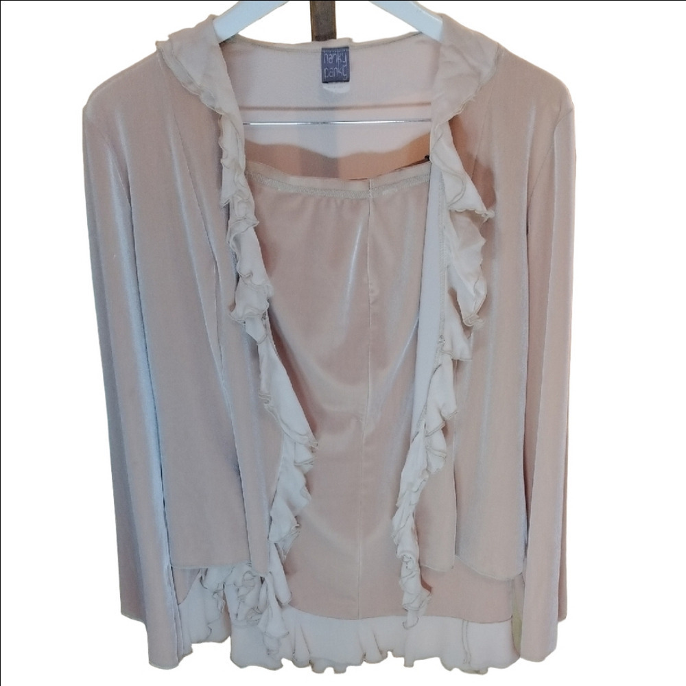 Hanky Panky Cream Ruffled Sailor Collar Blouse Skirt - Picture 3 of 7